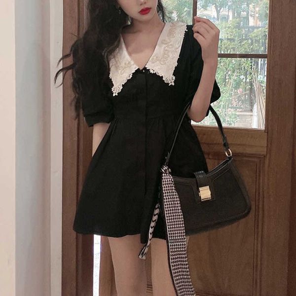 casual dresses french vintage mini women short sleeve gothic black elegant female summer outwear korean 4vb6, Black;gray
casual dresses french vintage mini women short sleeve gothic black elegant female summer outwear korean 4vb6, Black;gray