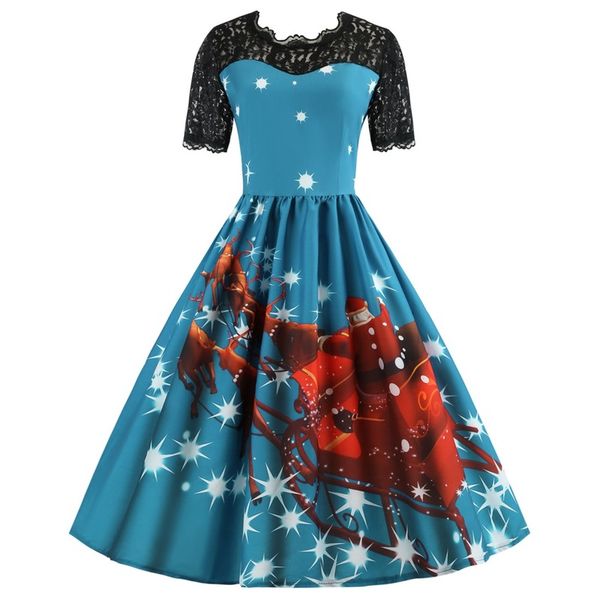 Women's autumn and winter Christmas lace dress lace backless short-sleeved positioning printing large swing skirt, Black;gray
Women's autumn and winter Christmas lace dress lace backless short-sleeved positioning printing large swing skirt, Black;gray