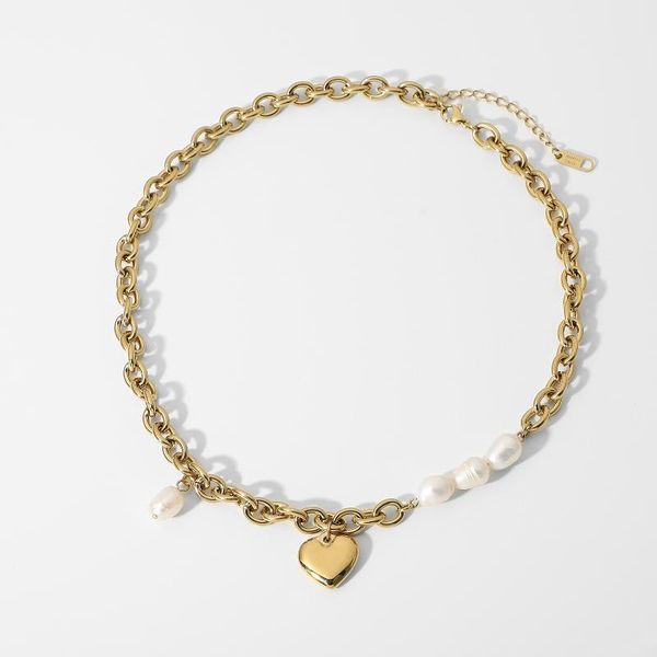 pendant necklaces 14k gold plated stainless steel heart shape necklace for women trendy freshwater pearl choker jewelry, Silver
pendant necklaces 14k gold plated stainless steel heart shape necklace for women trendy freshwater pearl choker jewelry, Silver
