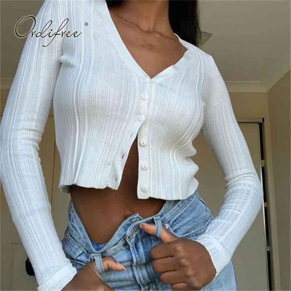 autumn women knitted cardigan long sleeve single breasted sweater jumpers pull femme 210513, White;black