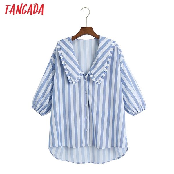 women retro striped print oversize collar short sleeve chic female blouse shirt 6z23 210416, White
women retro striped print oversize collar short sleeve chic female blouse shirt 6z23 210416, White