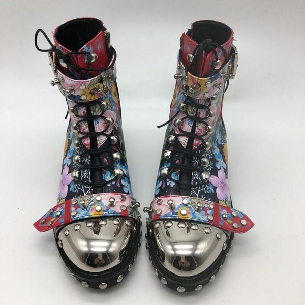 boots punk rivet metal round toe floral printed womens high genuine leather lace up zip buckle female flat booties plus size, Black
boots punk rivet metal round toe floral printed womens high genuine leather lace up zip buckle female flat booties plus size, Black