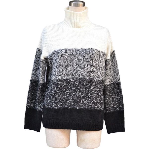 women's sweaters autumn winter american style stitching thick knitted high neck loose long sleeve female gx495, White;black
women's sweaters autumn winter american style stitching thick knitted high neck loose long sleeve female gx495, White;black
