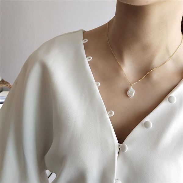 sterling silver jewelry natural pearl simple fashion elegant white baroque necklace pendant for women fine chokers, Golden;silver
sterling silver jewelry natural pearl simple fashion elegant white baroque necklace pendant for women fine chokers, Golden;silver