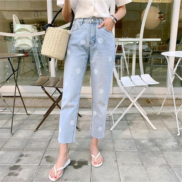 hzirip light blue polka dots straight students high waist autumn ankle length all match denim jeans trousers large size women's
hzirip light blue polka dots straight students high waist autumn ankle length all match denim jeans trousers large size women's