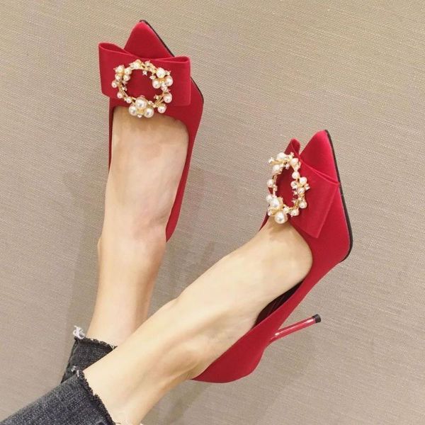 dress shoes wedding 2021 pointed-toe satin pearl bow shallow mouth stiletto red party heels, Black
dress shoes wedding 2021 pointed-toe satin pearl bow shallow mouth stiletto red party heels, Black