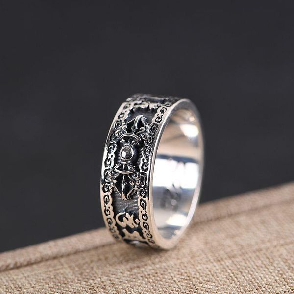 silver vintage thai ring wholesale men and women ethnic style six-character mantra vajra cluster rings, Golden;silver
silver vintage thai ring wholesale men and women ethnic style six-character mantra vajra cluster rings, Golden;silver