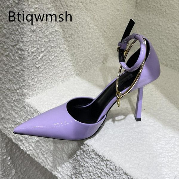 dress shoes purple leather sandals women pointed toe metal ring decor ankle strap strange high heels pumps woman sexy, Black
dress shoes purple leather sandals women pointed toe metal ring decor ankle strap strange high heels pumps woman sexy, Black