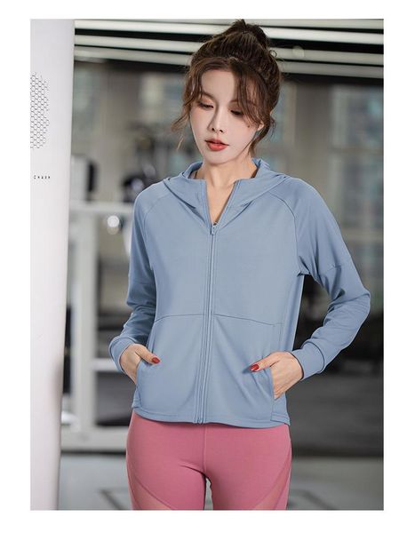 yoga outfit 2021 net red sportswear women loose peach clothes fitness running quick-drying hooded cardigan sports jacket