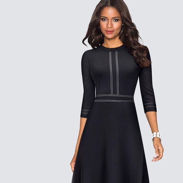 vintage swing office women dresses a line party elegant patchwork skater black dress ha135, Black;gray
vintage swing office women dresses a line party elegant patchwork skater black dress ha135, Black;gray