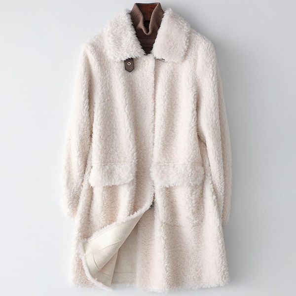 women's fur & faux fashion sheep sheared coat women female composite pure wool long jacket warm overcoat size s m l for autumn winter, Black
women's fur & faux fashion sheep sheared coat women female composite pure wool long jacket warm overcoat size s m l for autumn winter, Black