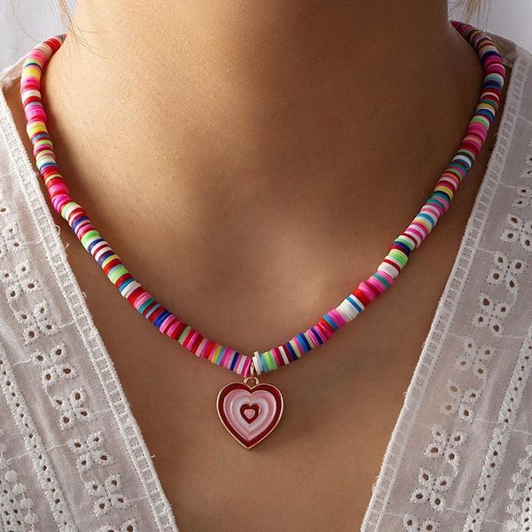 pendant necklaces 2021 bohemian multicolor polymer clay necklace for women summer heart disc beaded female boho jewelry, Silver
pendant necklaces 2021 bohemian multicolor polymer clay necklace for women summer heart disc beaded female boho jewelry, Silver