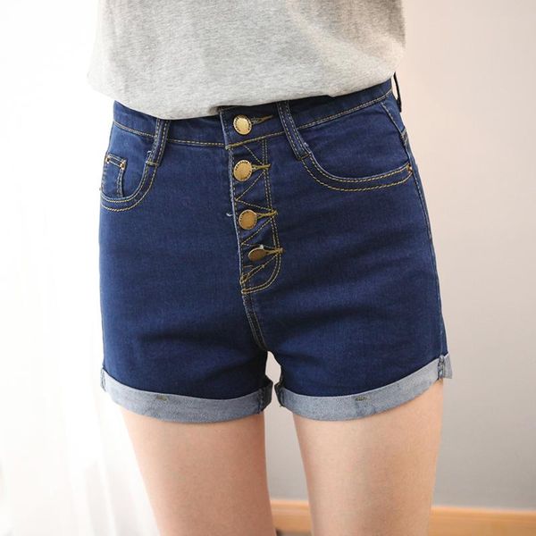women's shorts 2021 women 4 buttons elastic high waist fashion feminino denim for loose cuffs straight blue short jeans, White;black
women's shorts 2021 women 4 buttons elastic high waist fashion feminino denim for loose cuffs straight blue short jeans, White;black