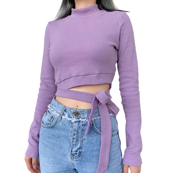 women's t-shirt 2021 turtleneck women long sleeve high neck surplice wrap bow knot shirts simple casual purple young girls crop, White
women's t-shirt 2021 turtleneck women long sleeve high neck surplice wrap bow knot shirts simple casual purple young girls crop, White
