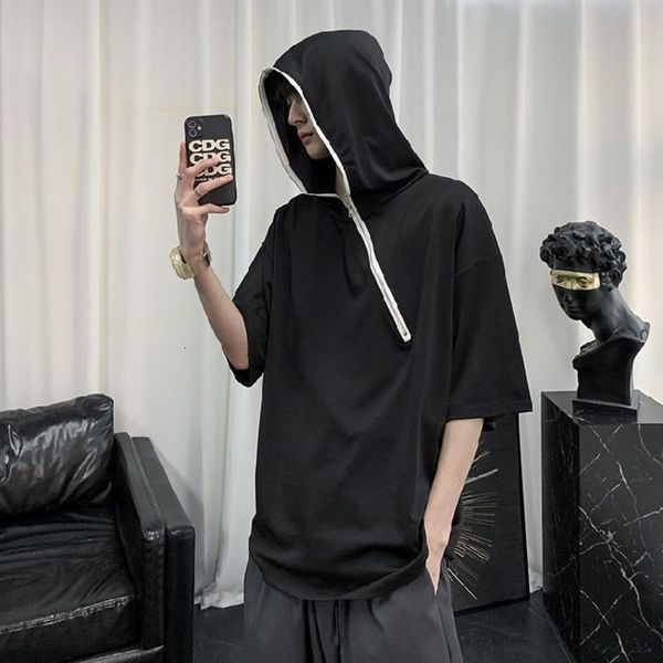 men's t-shirts solid color hooded t-shirt men korean loose diagonal zipper casual streetwear hip-hop short-sleeved, White;black
men's t-shirts solid color hooded t-shirt men korean loose diagonal zipper casual streetwear hip-hop short-sleeved, White;black
