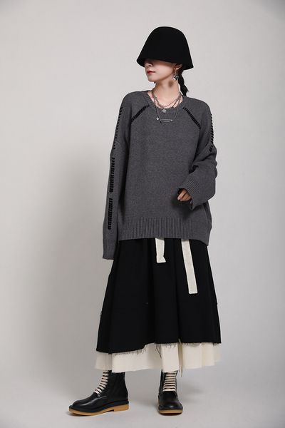 sweaters msxu women's nightgown fall and winter around the neck sew thick shirt wide knitted, White;black
sweaters msxu women's nightgown fall and winter around the neck sew thick shirt wide knitted, White;black
