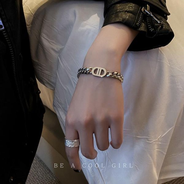 link, chain designer stainless steel cuban gold d bracelet for women and men luxury charms bangle korean fashion jewelry kpop gift, Black
link, chain designer stainless steel cuban gold d bracelet for women and men luxury charms bangle korean fashion jewelry kpop gift, Black