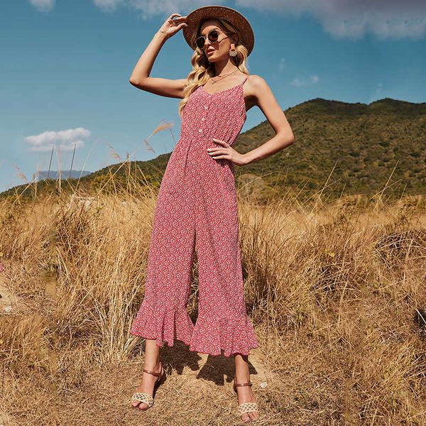 overalls for women elegant casual loose camisole flare pants single breasted floral print high waist sleeveless jumpsuits 210604, Black;white
overalls for women elegant casual loose camisole flare pants single breasted floral print high waist sleeveless jumpsuits 210604, Black;white
