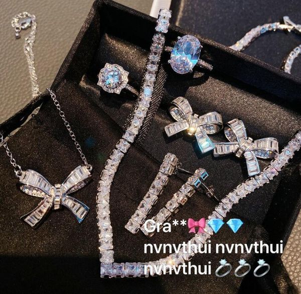 earrings & necklace brilliant bow zircon water drop bowknot full rhinestone sweet romance girl exquisite ring jewelry set, Silver
earrings & necklace brilliant bow zircon water drop bowknot full rhinestone sweet romance girl exquisite ring jewelry set, Silver