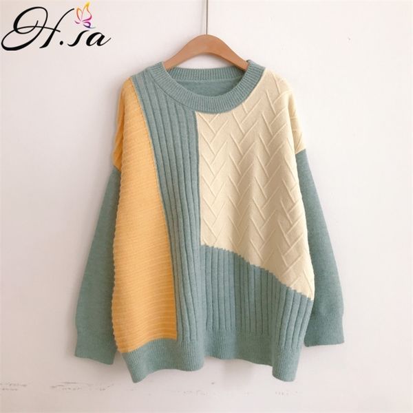 autumn winter women sweater and pullovers oneck pacthwork green pink jumpers oversized femme sueter mujer 210430, White;black
autumn winter women sweater and pullovers oneck pacthwork green pink jumpers oversized femme sueter mujer 210430, White;black