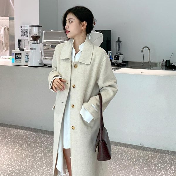 women's wool & blends office lady casual solid color loose fit coat with pockets womens elegant turn-down collar single-breasted outerw, Black
women's wool & blends office lady casual solid color loose fit coat with pockets womens elegant turn-down collar single-breasted outerw, Black