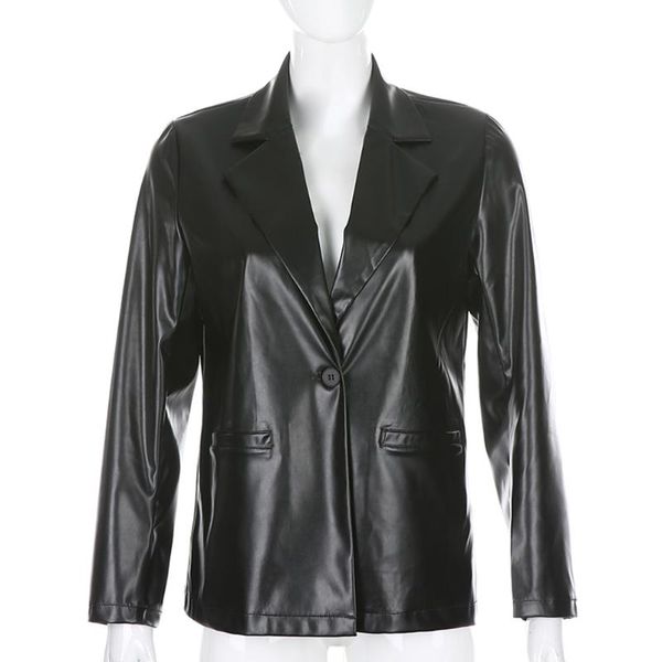 women pu leather jacket streetwear gothic vintage style fashion coat autumn solid color loose lapel cardigan women's jackets, Black;brown
women pu leather jacket streetwear gothic vintage style fashion coat autumn solid color loose lapel cardigan women's jackets, Black;brown
