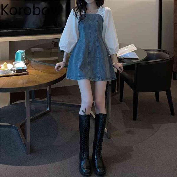 korobov autumn square collar puff sleeve women denim dress korean high waist patchwork dresses preppy style vestidos 210430, Black;gray
korobov autumn square collar puff sleeve women denim dress korean high waist patchwork dresses preppy style vestidos 210430, Black;gray