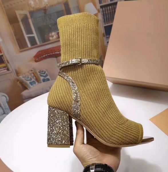 peep toe spring summer boots high chunky heel sock knitted ankle wedding party pumps feminino 8885, Black
peep toe spring summer boots high chunky heel sock knitted ankle wedding party pumps feminino 8885, Black