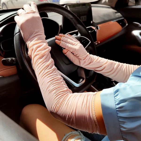 five fingers gloves women' solid summer thin silk arm cover long driving riding sun protection anti-skid outdoor fingerless, Blue;gray
five fingers gloves women' solid summer thin silk arm cover long driving riding sun protection anti-skid outdoor fingerless, Blue;gray