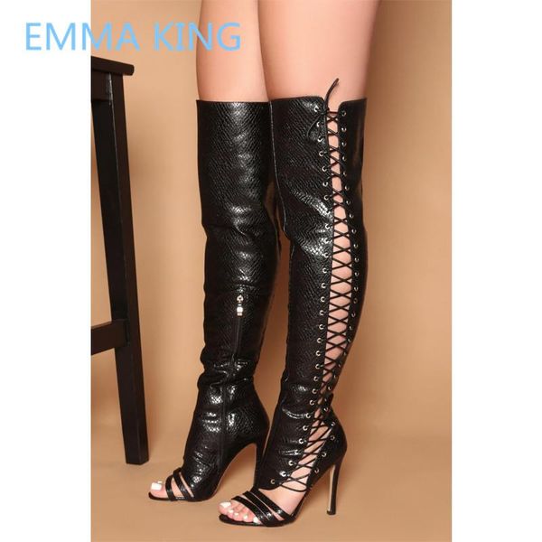 hollow 2021 side design women over the knee gladiator sandals boots open toe cross-tied high heels shoes woman long, Black
hollow 2021 side design women over the knee gladiator sandals boots open toe cross-tied high heels shoes woman long, Black
