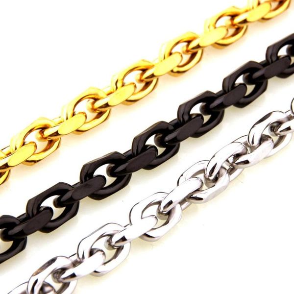8mm wide white gold black tone stainless steel rolo oval link necklace & bracelet 7-40inch for men to choose chains, Silver 
8mm wide white gold black tone stainless steel rolo oval link necklace & bracelet 7-40inch for men to choose chains, Silver