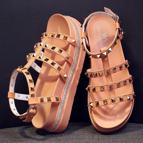 dress shoes summer women 2021 girls punk style beach sandals lady fashion roma flat heel rivet peep toe casual sandales, Black
dress shoes summer women 2021 girls punk style beach sandals lady fashion roma flat heel rivet peep toe casual sandales, Black