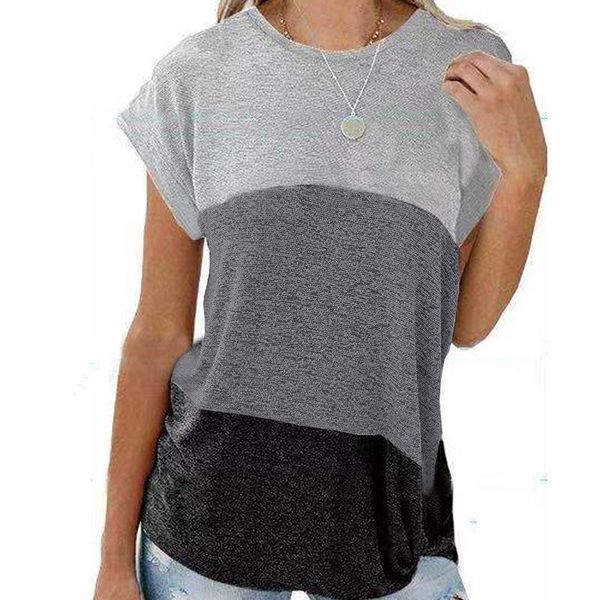 women's t-shirt ladies 2021 twisted short sleeve casual bat round neck loose color-blocking fashion trend, White
women's t-shirt ladies 2021 twisted short sleeve casual bat round neck loose color-blocking fashion trend, White
