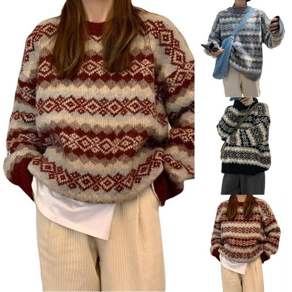 women's sweaters stripe vintage women geometric print sweater pullover ladies winter retro loose autumn jumper pullovers, White;black
women's sweaters stripe vintage women geometric print sweater pullover ladies winter retro loose autumn jumper pullovers, White;black