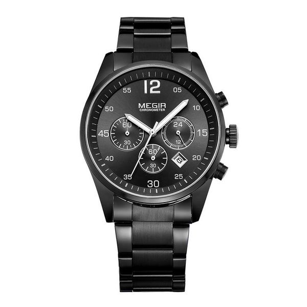 wristwatches megir luxury three-eye dial fashion black men's multifunctional sports chronograph waterproof quartz steel strap 2010g, Slivery;brown
wristwatches megir luxury three-eye dial fashion black men's multifunctional sports chronograph waterproof quartz steel strap 2010g, Slivery;brown