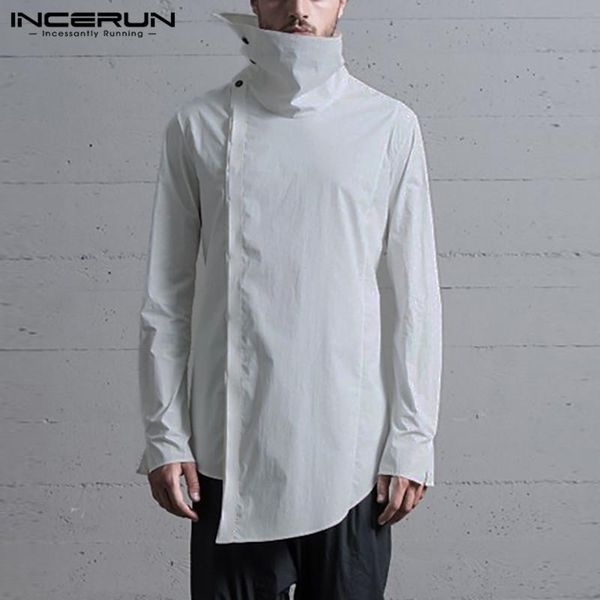 men solid color shirts incerun fashion long sleeve turtleneck camisa irregular button blouse man punk style shirt streetwear 5xl men's, White;black
men solid color shirts incerun fashion long sleeve turtleneck camisa irregular button blouse man punk style shirt streetwear 5xl men's, White;black