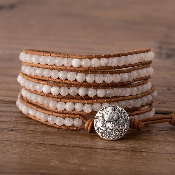 handmade white moon stone beads wrap bracelet boho 5 strands gemstones leather girl jewelry friend gift drop tennis, Golden;silver
handmade white moon stone beads wrap bracelet boho 5 strands gemstones leather girl jewelry friend gift drop tennis, Golden;silver