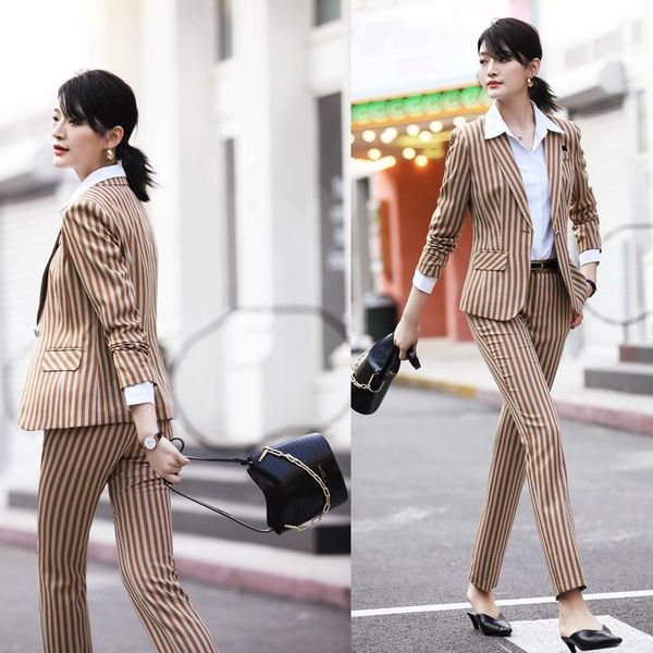 two piece dress professional wear suit female spring and summer models in the sleeve striped small british style beautician overalls, White
two piece dress professional wear suit female spring and summer models in the sleeve striped small british style beautician overalls, White