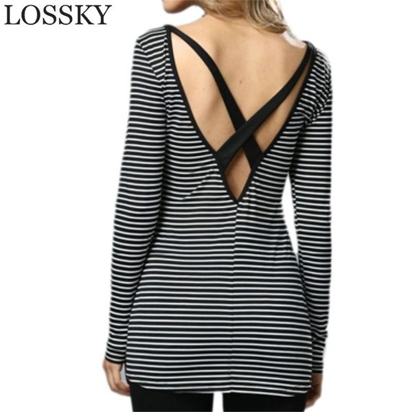 women's striped autumn slim t-shirt harajuku round neck long sleeve backless cotton shirts tees tshirt casual clothing 210507, Black
women's striped autumn slim t-shirt harajuku round neck long sleeve backless cotton shirts tees tshirt casual clothing 210507, Black