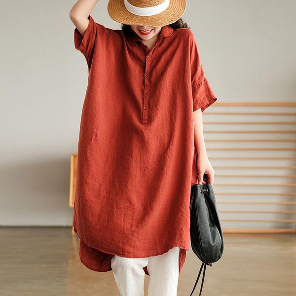 women's blouses & shirts nini wonderland 2021 summer linen vintage long shirt dress women short sleeve irregular loose big size korean, White
women's blouses & shirts nini wonderland 2021 summer linen vintage long shirt dress women short sleeve irregular loose big size korean, White