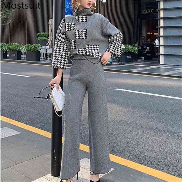 spring houndstooth knitted 2 piece sets outfits women turtleneck + wide leg pants suits fashion elegant office 210513, White
spring houndstooth knitted 2 piece sets outfits women turtleneck + wide leg pants suits fashion elegant office 210513, White