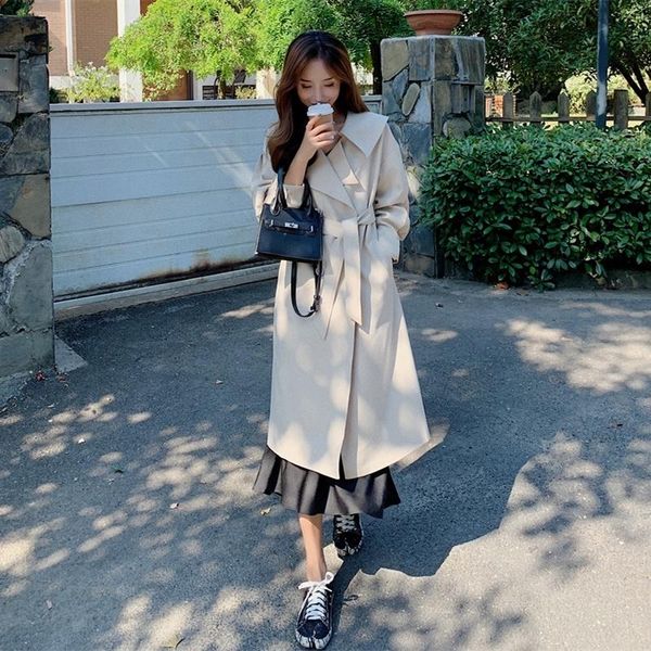women's trench coats 2021 spring korean temperament lotus leaf collar large lapel medium and long knee length windbreaker lace loose co, Tan;black
women's trench coats 2021 spring korean temperament lotus leaf collar large lapel medium and long knee length windbreaker lace loose co, Tan;black