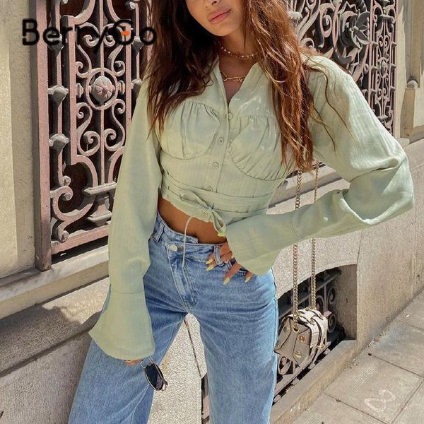 women's blouses & shirts berrygo retro chest ruched light green shirt autumn lace up skinny short blouse fashion long sleeve ladies top, White
women's blouses & shirts berrygo retro chest ruched light green shirt autumn lace up skinny short blouse fashion long sleeve ladies top, White