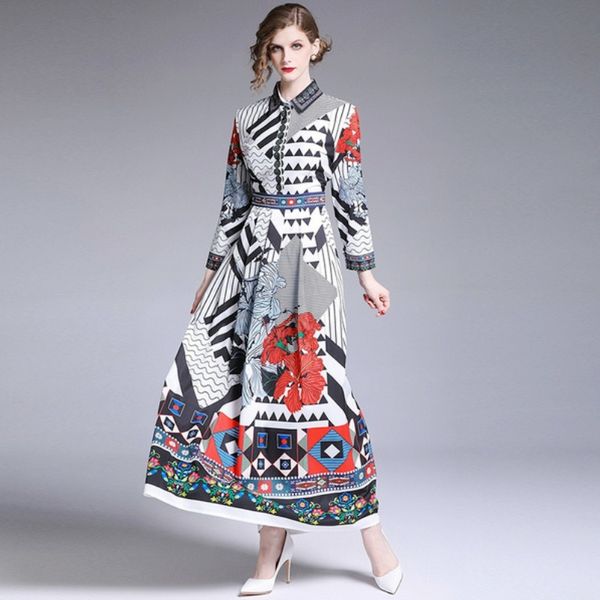 bohemia designer runway maxi dress fall women's wrist sleeve turn down collar elegant geometric pattern vintage long dress 210514, Black;gray
bohemia designer runway maxi dress fall women's wrist sleeve turn down collar elegant geometric pattern vintage long dress 210514, Black;gray