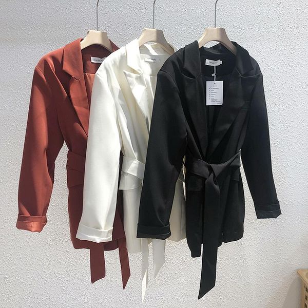 women's suits & blazers women black spring 2021 three color temperament suit korean version with a slender belt jacket, White;black
women's suits & blazers women black spring 2021 three color temperament suit korean version with a slender belt jacket, White;black