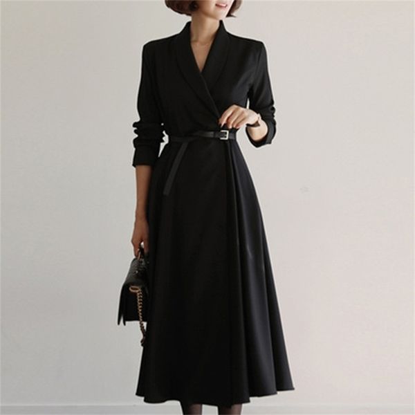 vintage notched collar patchwork women dress high waist split pleated femme long female a-line vestidos 210603, Black;gray
vintage notched collar patchwork women dress high waist split pleated femme long female a-line vestidos 210603, Black;gray