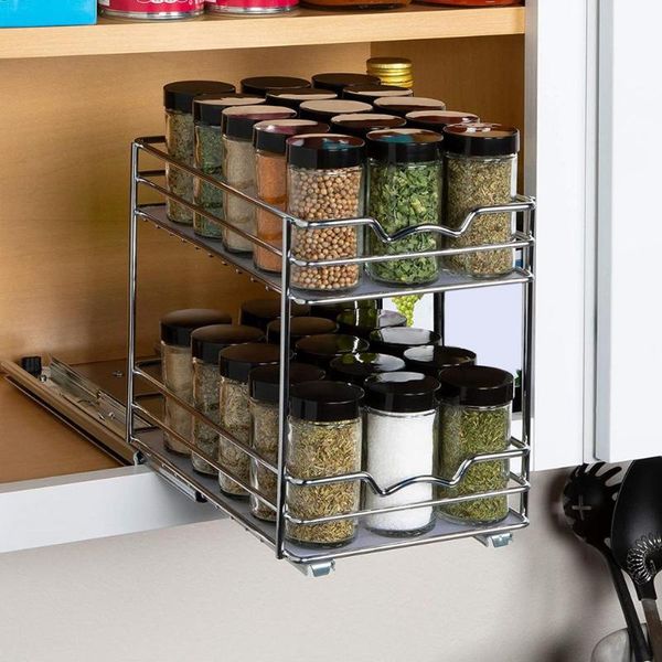 hooks & rails double-layer vertical metal spice rack organizer shelves cupboard seasoning storage kitchen condiment holder
hooks & rails double-layer vertical metal spice rack organizer shelves cupboard seasoning storage kitchen condiment holder