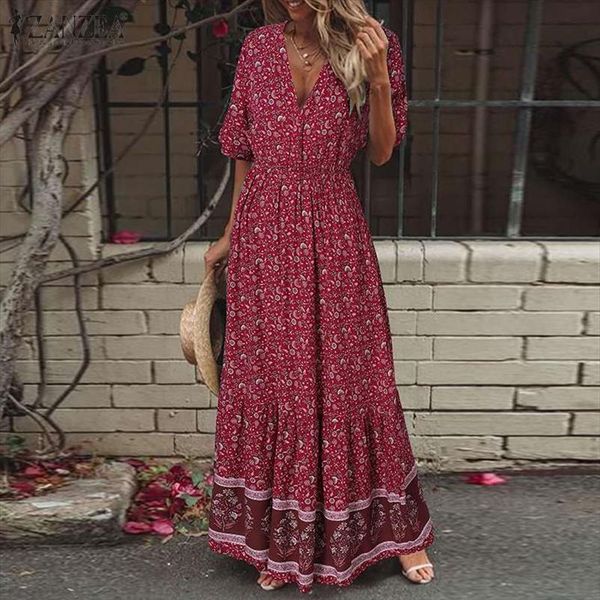 elegant summer print sundress zanzea women dress casual short sleeve maxi vestidos female floral robe femme plus size 7, Black;gray
elegant summer print sundress zanzea women dress casual short sleeve maxi vestidos female floral robe femme plus size 7, Black;gray