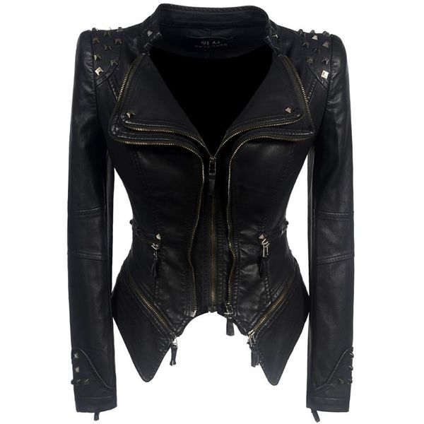 women's leather & faux women pu jacket plus size casual gothic punk motor ladies slim zipper rivet pocket autumn female fashion black c
women's leather & faux women pu jacket plus size casual gothic punk motor ladies slim zipper rivet pocket autumn female fashion black c