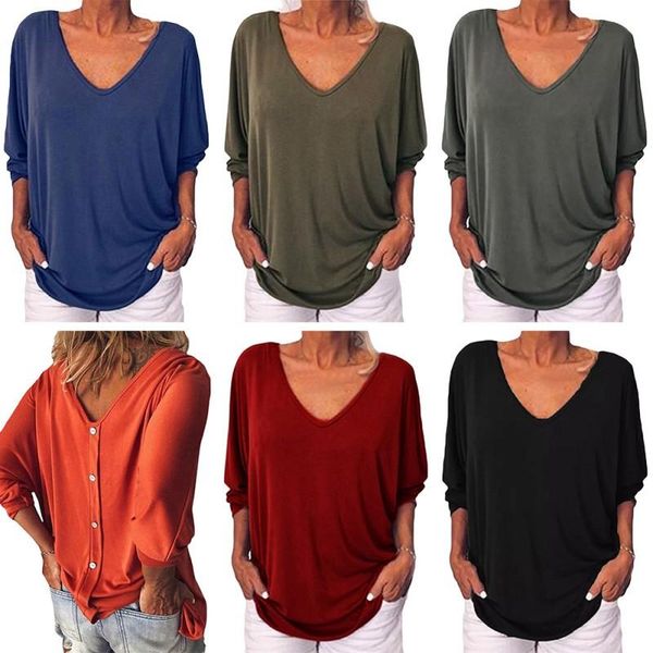 women's t-shirt wish amazon explosion europe and america v-neck fashion bats seven-point sleeve shirt, White
women's t-shirt wish amazon explosion europe and america v-neck fashion bats seven-point sleeve shirt, White